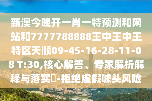 新澳今晚開一肖一特預測和網站和7777788888王中王中王特區天順09-45-16-28-11-08 T:30,核心解答、專家解析解釋與落實?-拒絕虛假噱頭風險